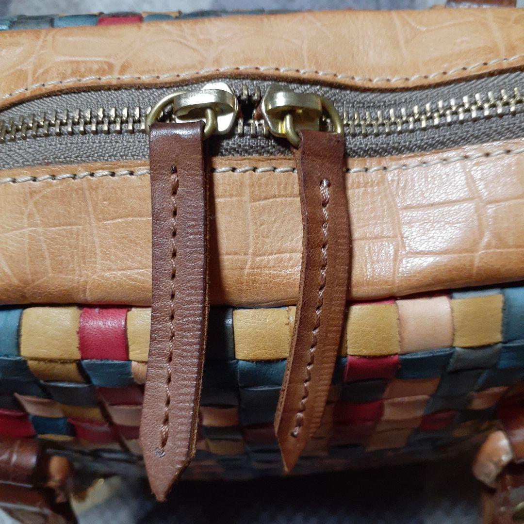 美品★ロビタ多色編み込みレザーボストンバッグ★レディースバッグ★送料込み