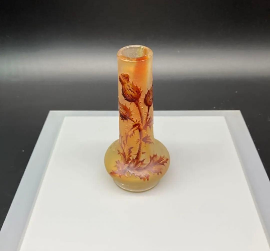 ドーム・ナンシー　アザミ文花瓶　アール・ヌーヴォー　Daum nancy