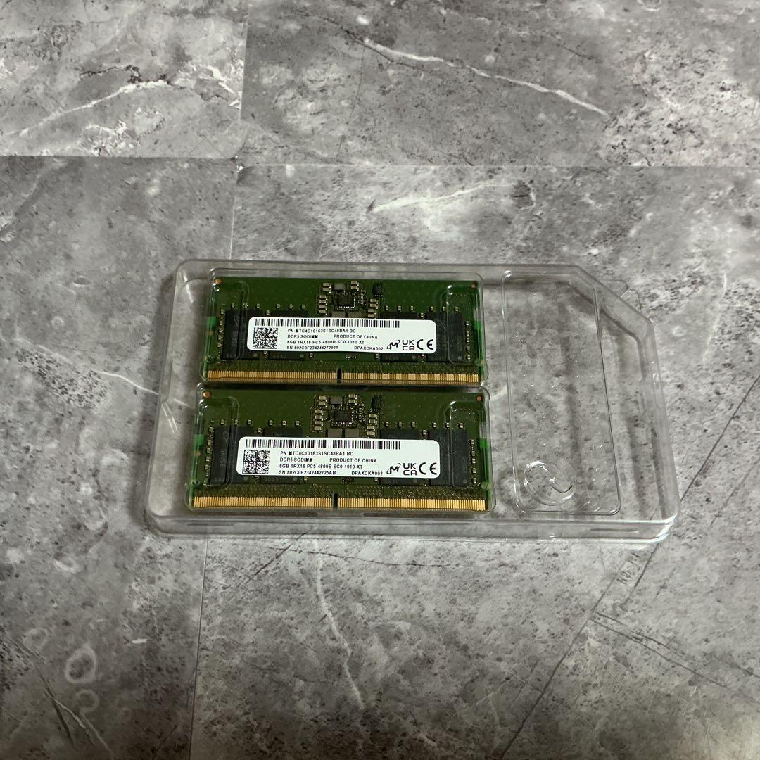 ほぼ未使用 Micron 8GBx2枚 DDR5 SODIMM 16GB