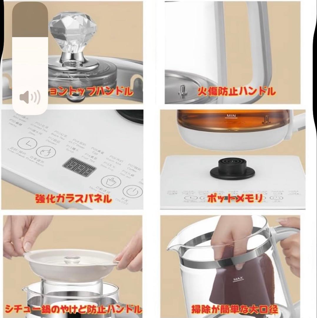 luseike 電気ケトル 800W 高耐熱ガラス