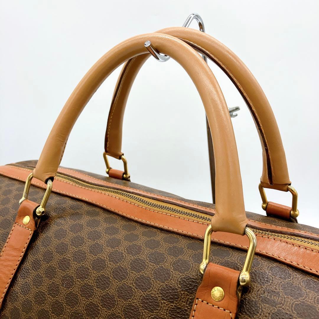 【CELINE】ボストンバッグ　旅行鞄　マカダム柄　PVC ダークブラウン