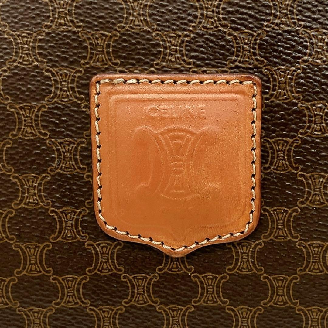 【CELINE】ボストンバッグ　旅行鞄　マカダム柄　PVC ダークブラウン