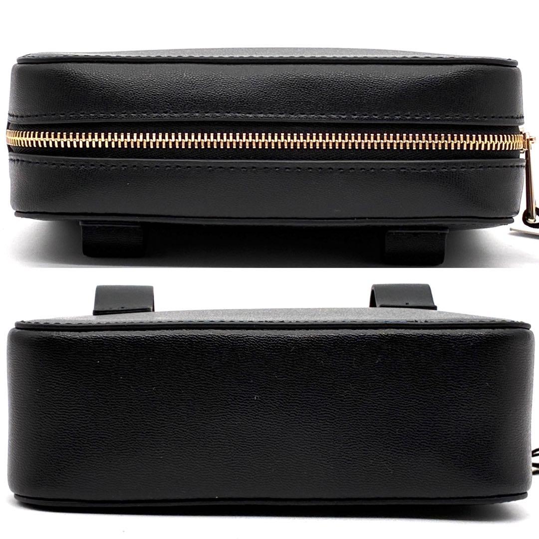 未使用保管品 フルラ ボディバッグ レザー ロゴ 斜め掛け レディース ブラック