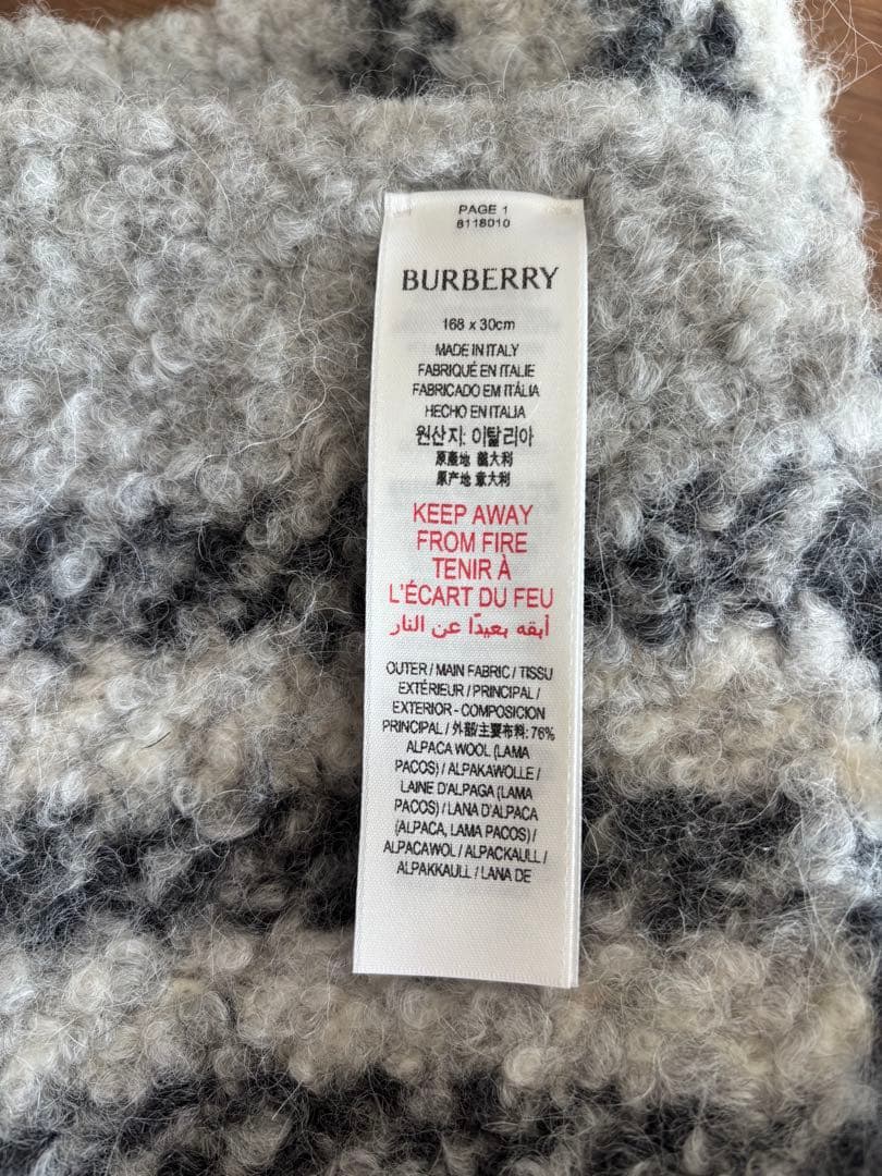 BURBERRY チェック柄マフラー 168x30cm