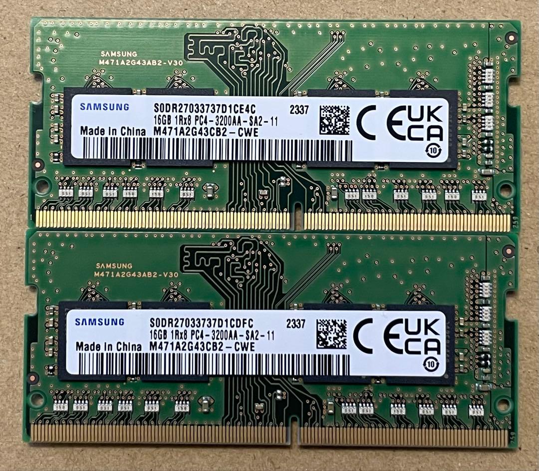 Samsung (16GBx2)32GB 3200AA-SA2メモリ 2枚組