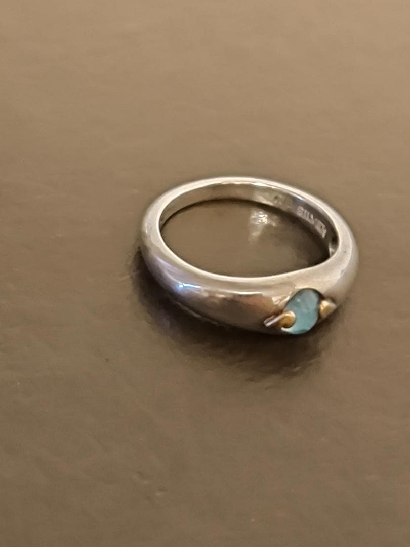 天使の卵　ブルーキュービック　シルバー925 K18 金 ゴールド リング