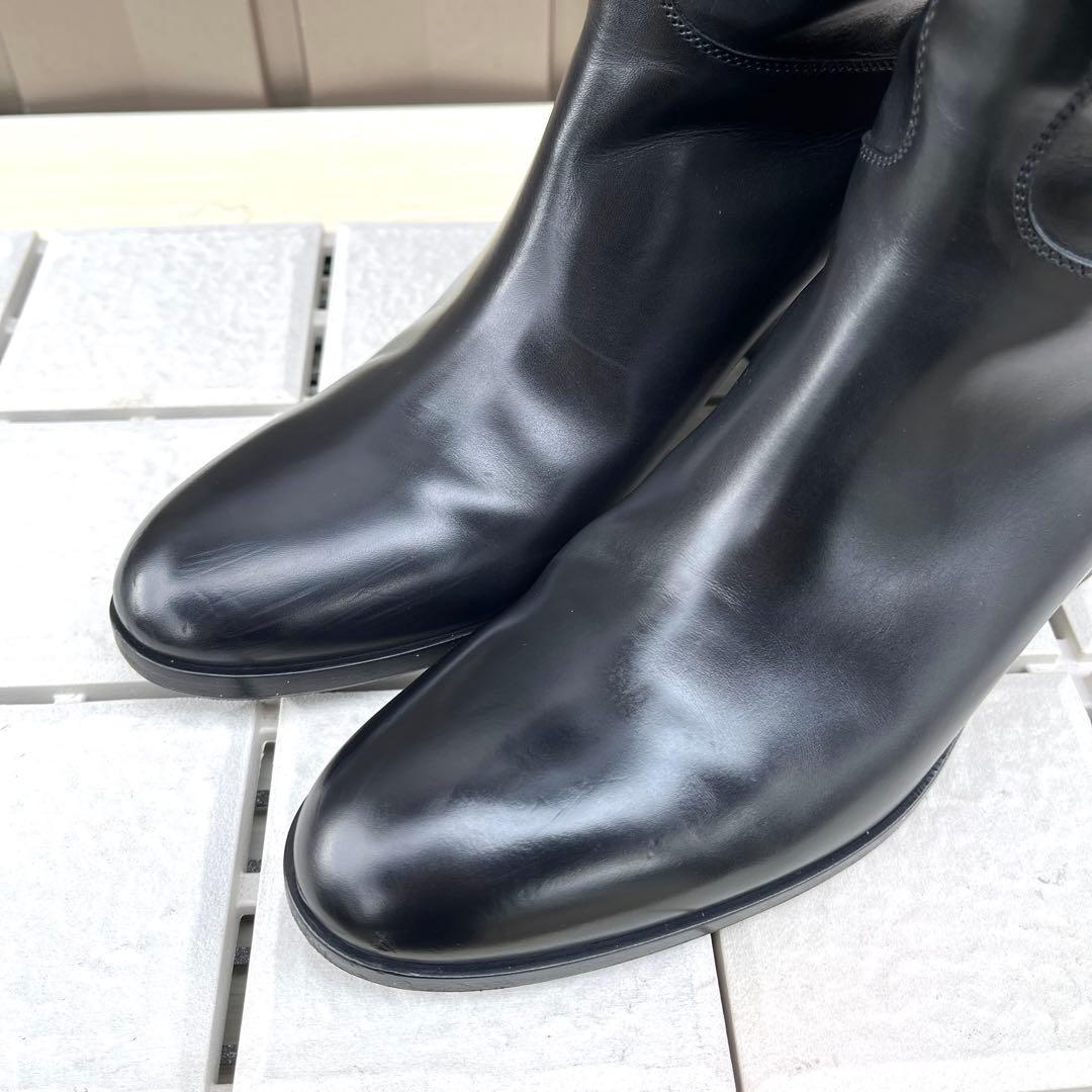 38 SARTORE ロングブーツ　黒　ジョッキーブーツ　レザー　24.5