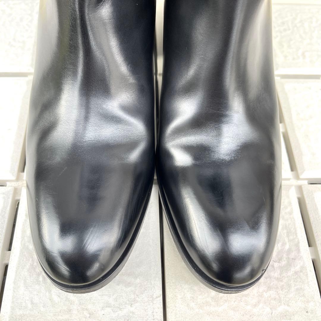 38 SARTORE ロングブーツ　黒　ジョッキーブーツ　レザー　24.5