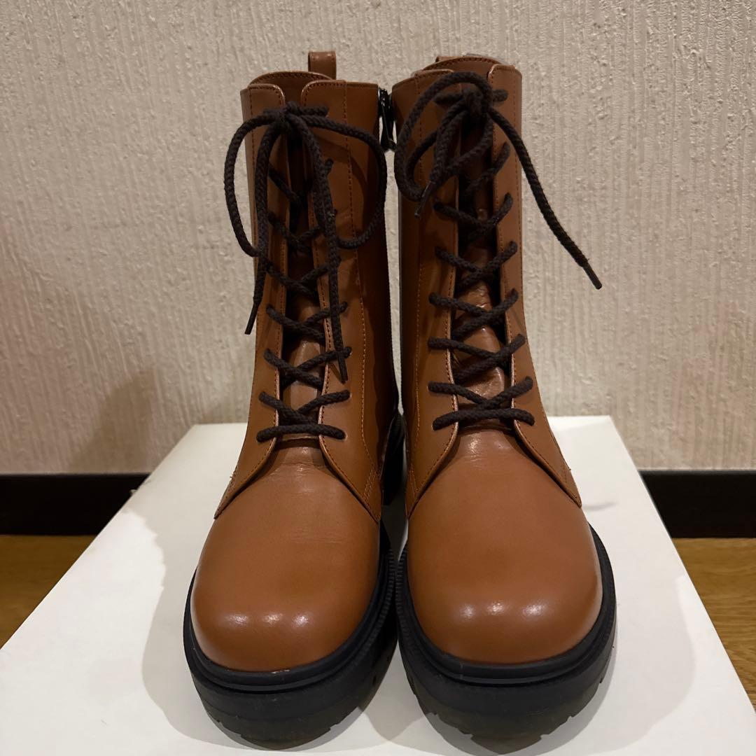 BARCLAY（バークレー）厚底レースアップブーツ　キャメル