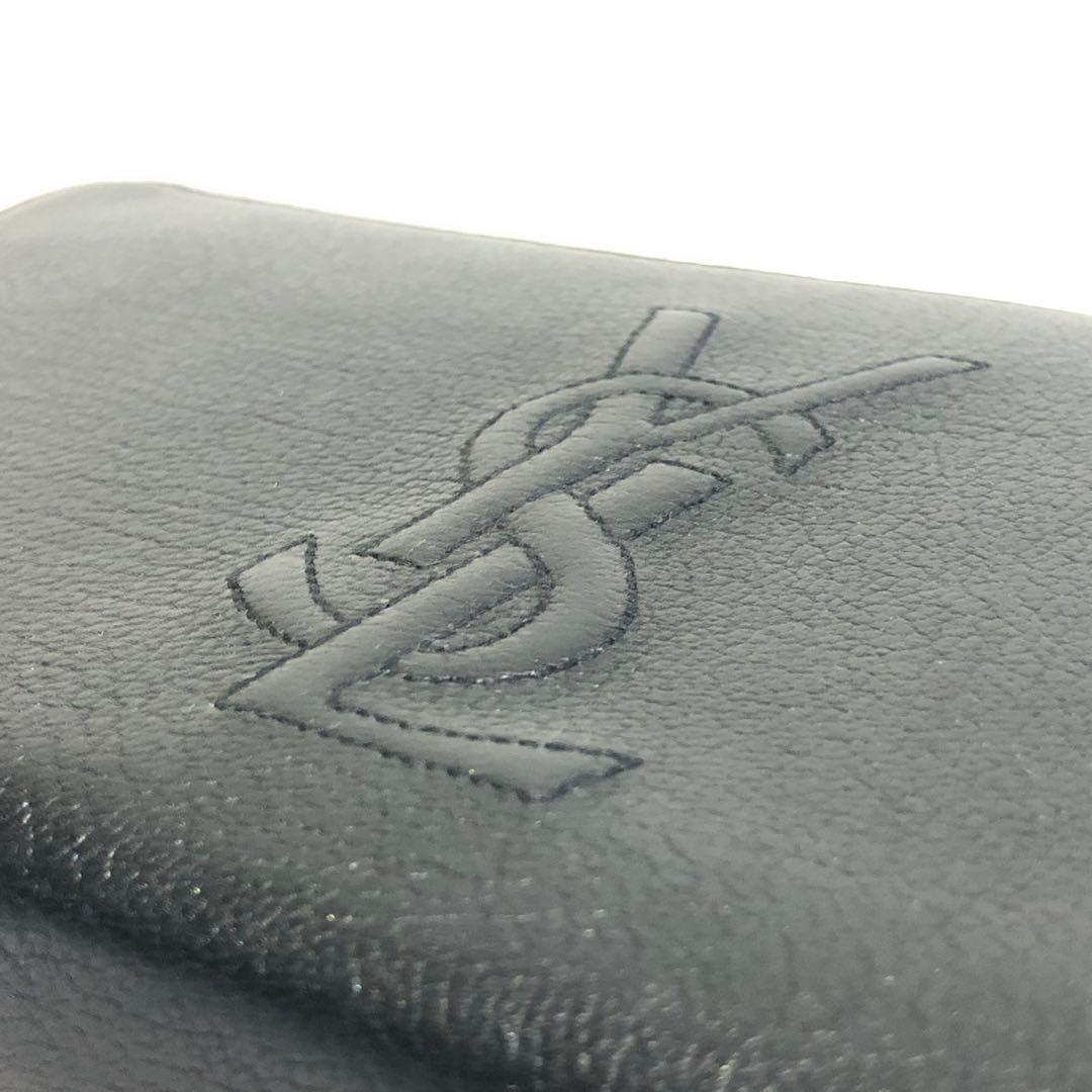 極美品　イヴサンローラン　長財布　エンボスロゴ　YSL　ラウンドファスナー　黒