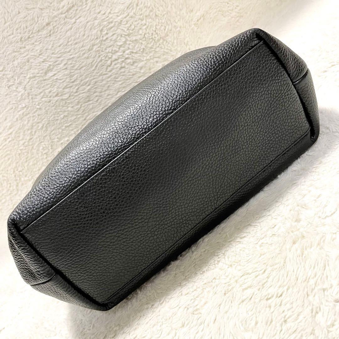 美品 COACH コーチ ハミルトン ペブルドレザー トートバッグ ブラック