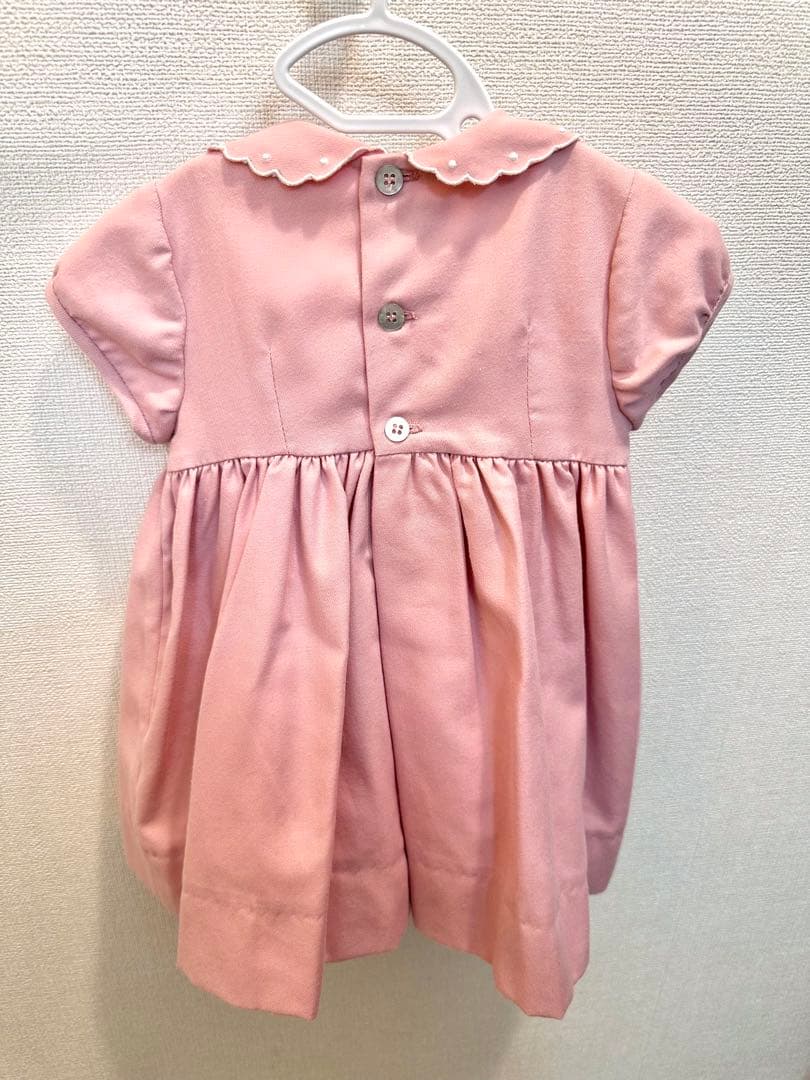 【ルーしゃん】Amaia kidsピンク スモッキングワンピース 18m