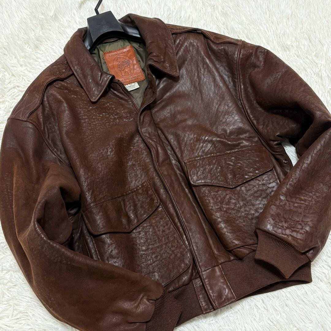 美品✨️Lサイズ ゴールデンベア A2 レザージャケット フライトジャケット