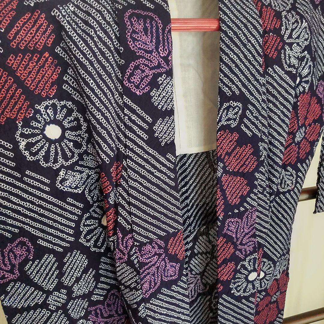 紺地総絞りゆかた