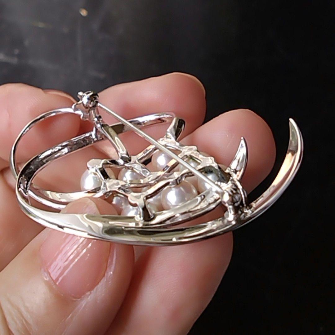 ★ピーター★田崎真珠　艷やかアコヤ本真珠9珠ブローチ　SILVER 保証書