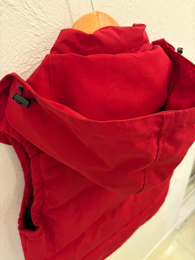 DANTON ダウンベスト レッド サイズ36 フード付き 赤