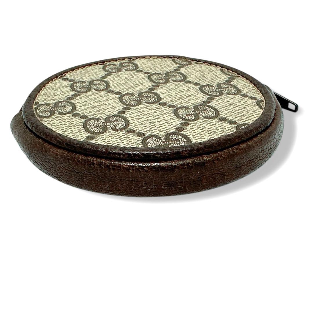 美品✨グッチ GG柄 ケース 小銭入れ ジップ ラウンド型 ブラウン 茶