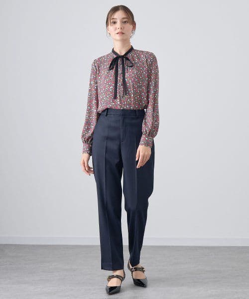 のんこまま♡ANAYI♡イレギュラースクエアプリントタイ付き ブラウス