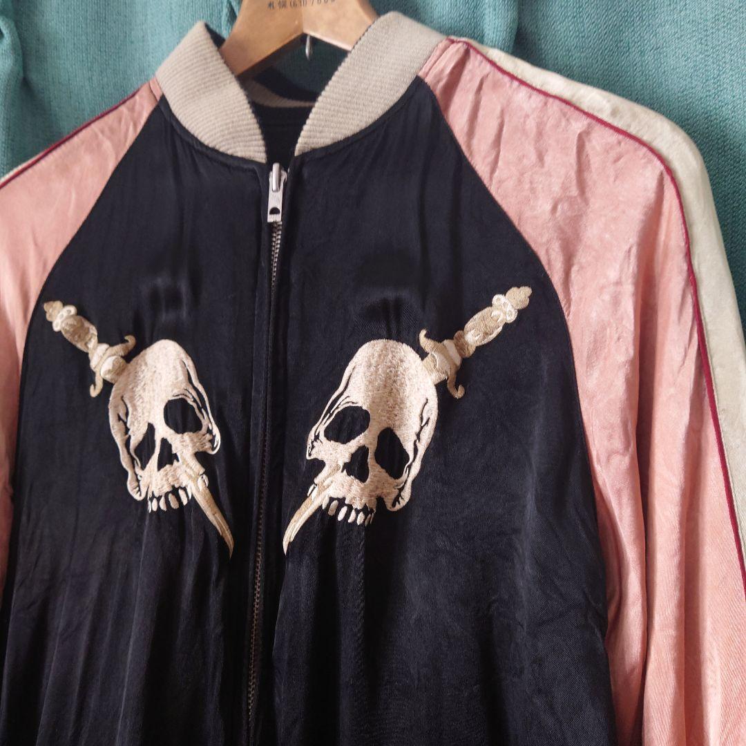 BACKSTREET CRAWLERSリバーシブル刺繍レーヨン髑髏スカジャンM