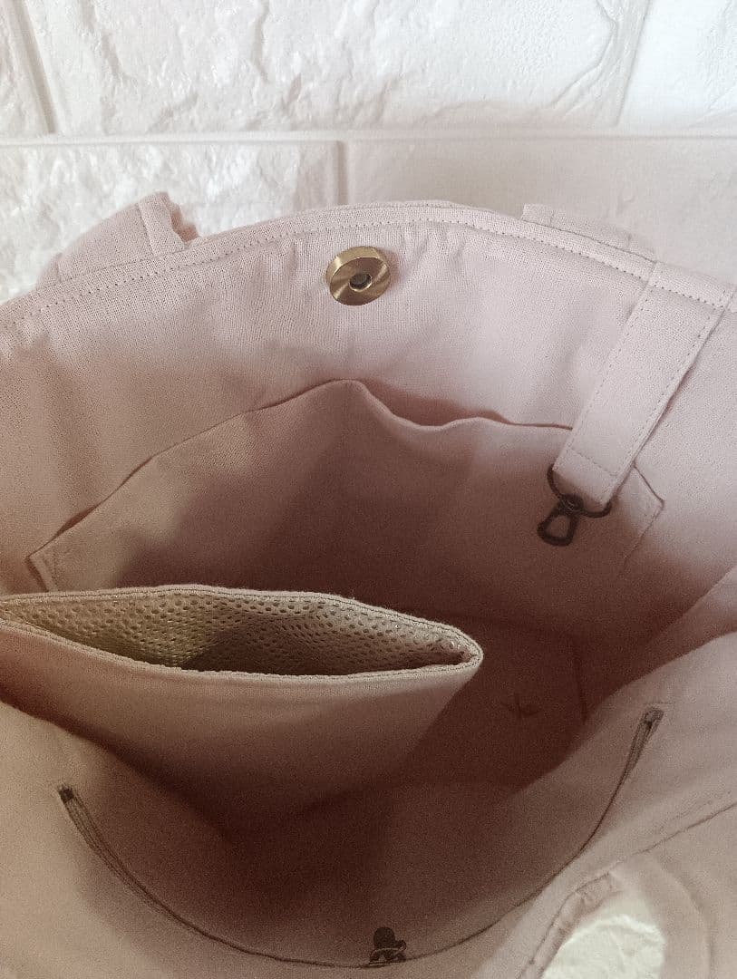 ヌビ バッグ ポーチ 底板 ハンドメイド ベージュピンク×チェリー