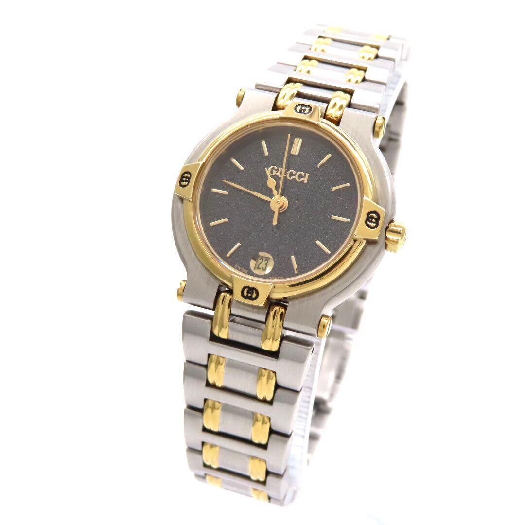 ☆極美品 9000L GUCCI グッチ 時計 コンビ ブラック レディース