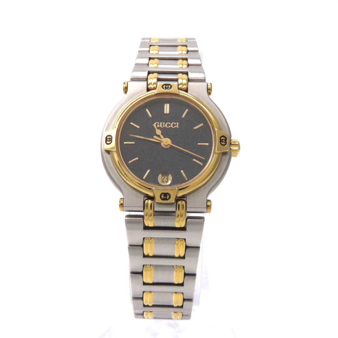 ☆極美品 9000L GUCCI グッチ 時計 コンビ ブラック レディース