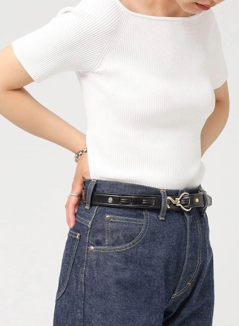 【新品】TORY ミニフックバックルベルト 28 ブラック/シルバー