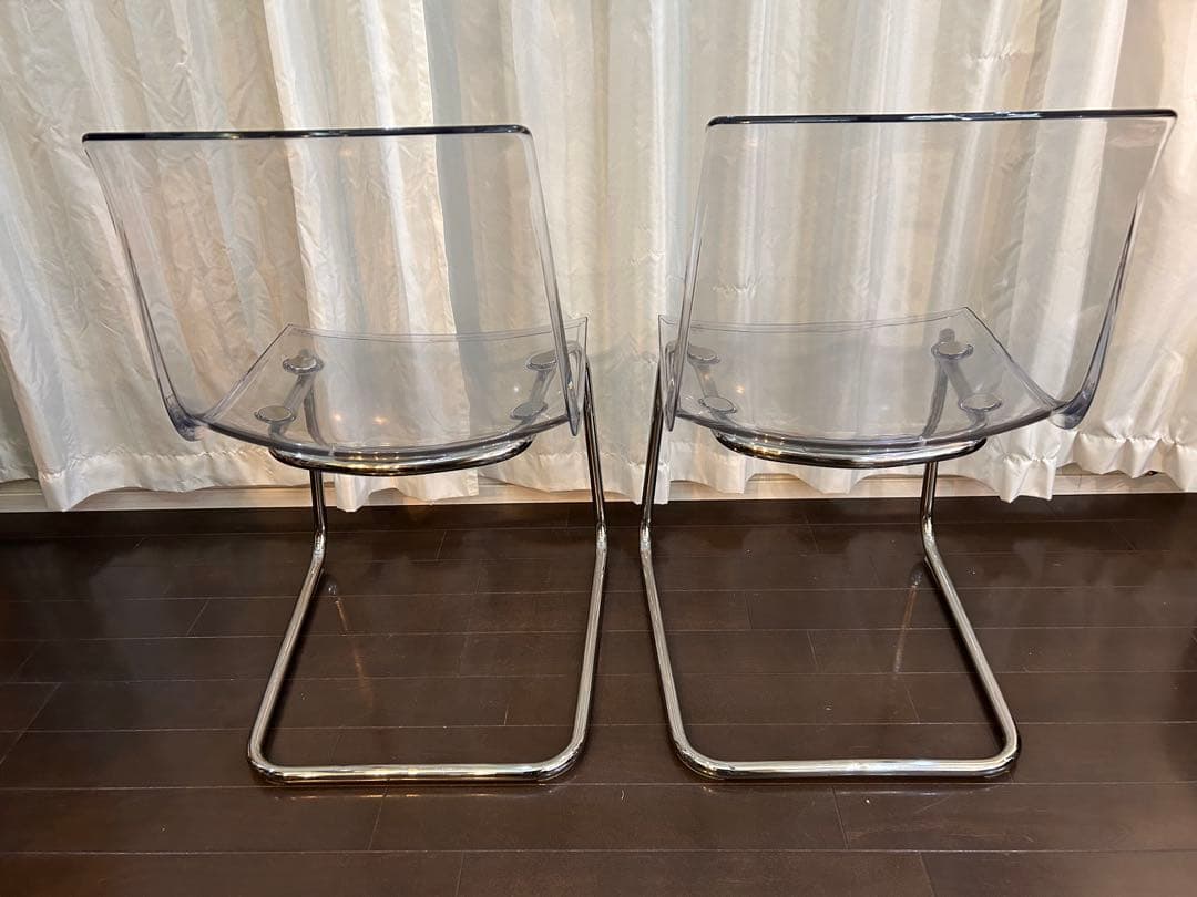 IKEA TOBIASトービアス 透明 クロムメッキ2脚 お値下げしました