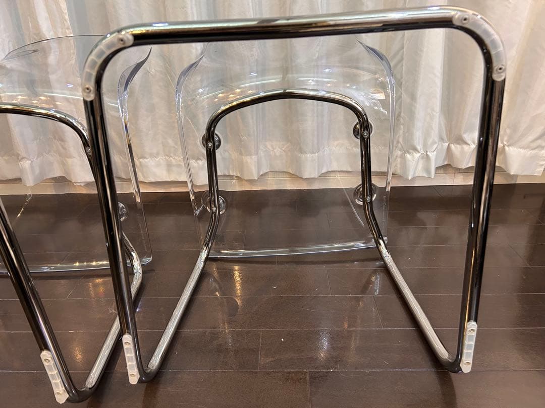 IKEA TOBIASトービアス 透明 クロムメッキ2脚 お値下げしました