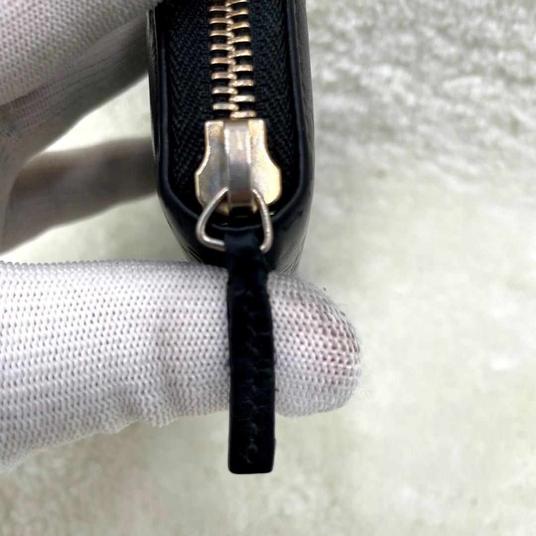 美品　GUCCI ラウンドファスナー　シマ　　ケース　レザー　ブラック