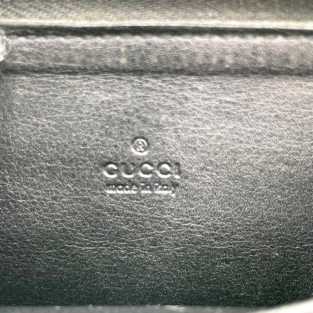 美品　GUCCI ラウンドファスナー　シマ　　ケース　レザー　ブラック