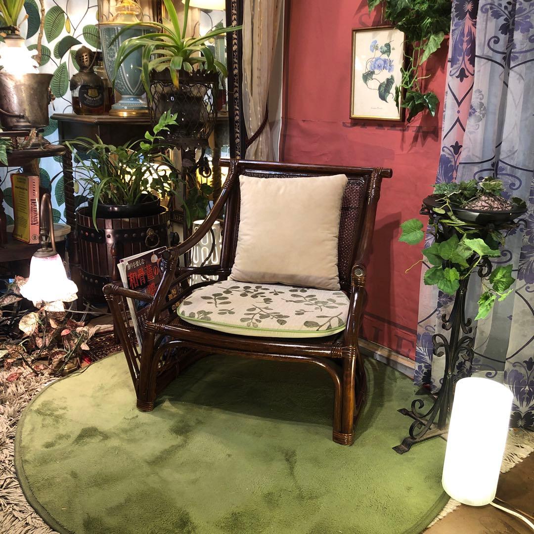 ヴィンテージ 軽量ラタン　シングルチェア　ラック付