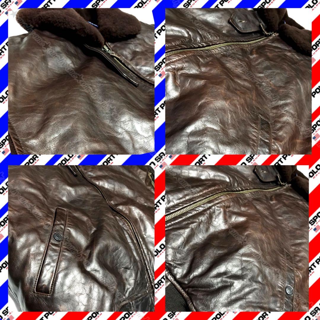 POLO SPORT ポロスポーツ レザー ダウン ジャケット G-1 高級 M