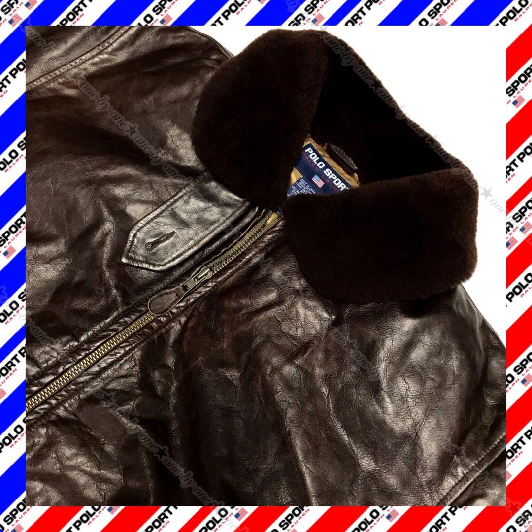 POLO SPORT ポロスポーツ レザー ダウン ジャケット G-1 高級 M