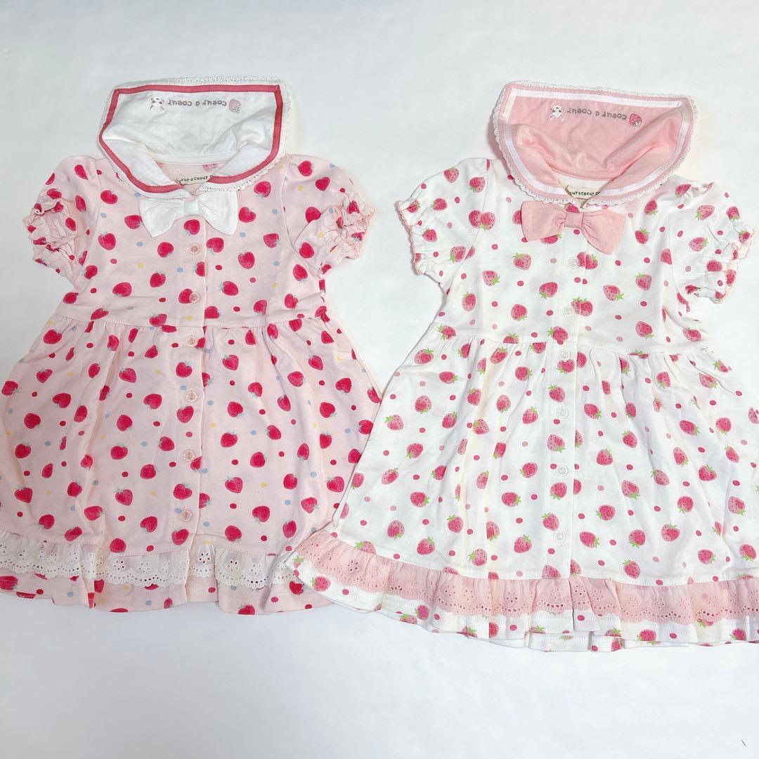 ✨美品✨【クーラクール】いちごワンピースෆ‪チュニックセット90cm