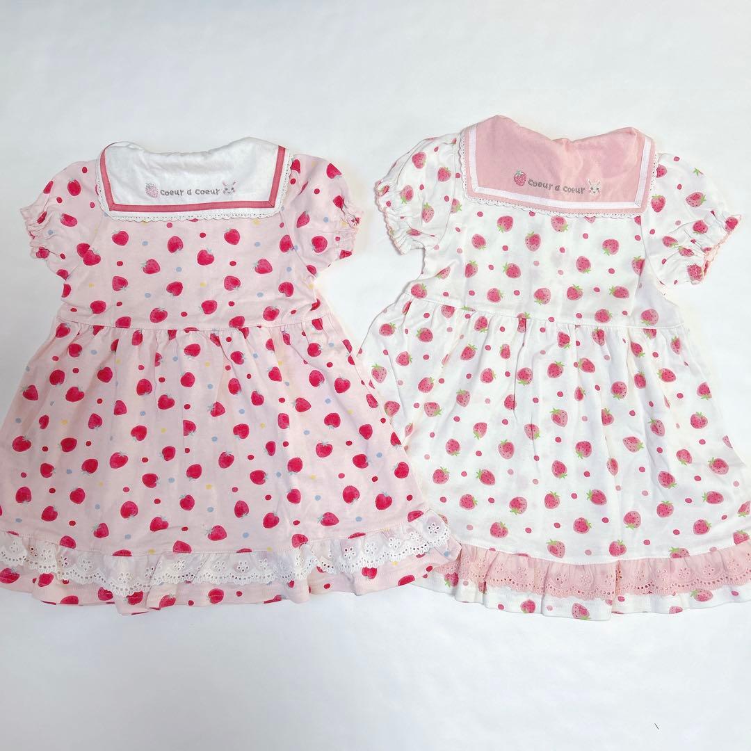 ✨美品✨【クーラクール】いちごワンピースෆ‪チュニックセット90cm