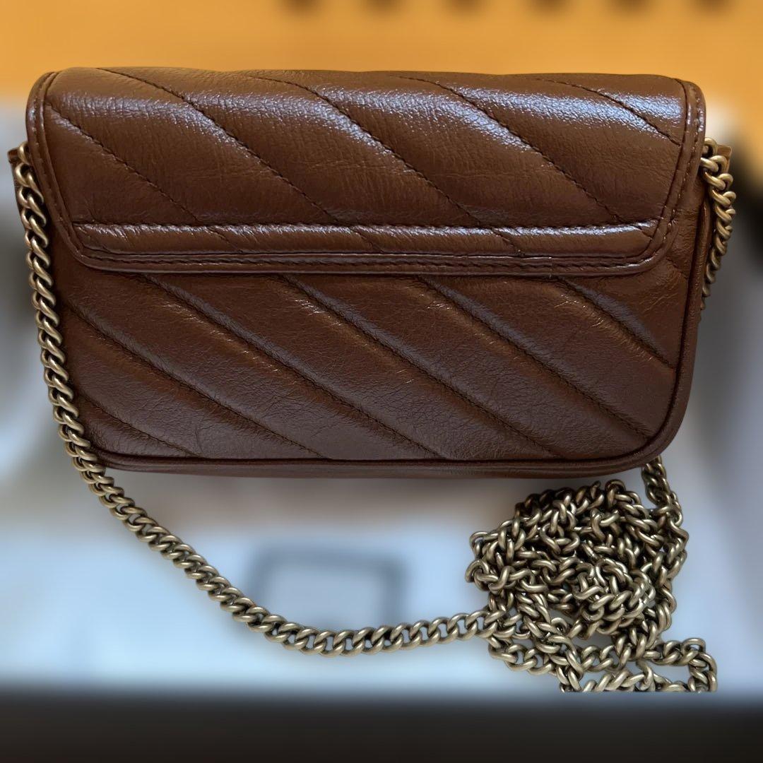 GUCCI 「GG マーモント」ミニショルダーバック　ブラウン