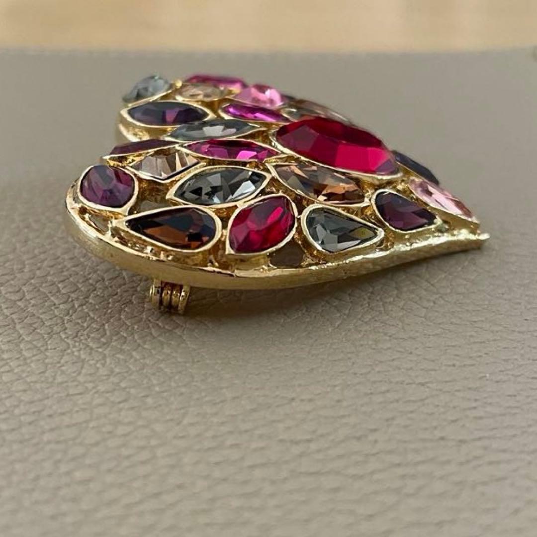 希少 90' ヴィンテージ イヴサンローラン LOVE カラーストーン ブローチ