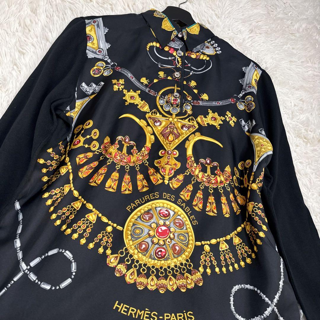 レア！ 極美品✨ HERMES ポロシャツ シルク カシミヤ混 ニット 切り替え