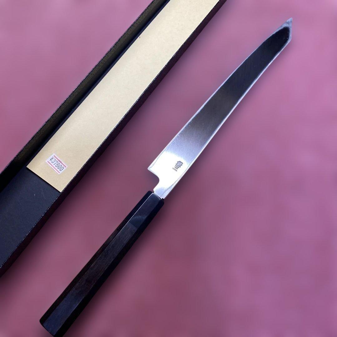 銀三　勘所切付柳刃包丁　240㎜ 8寸
