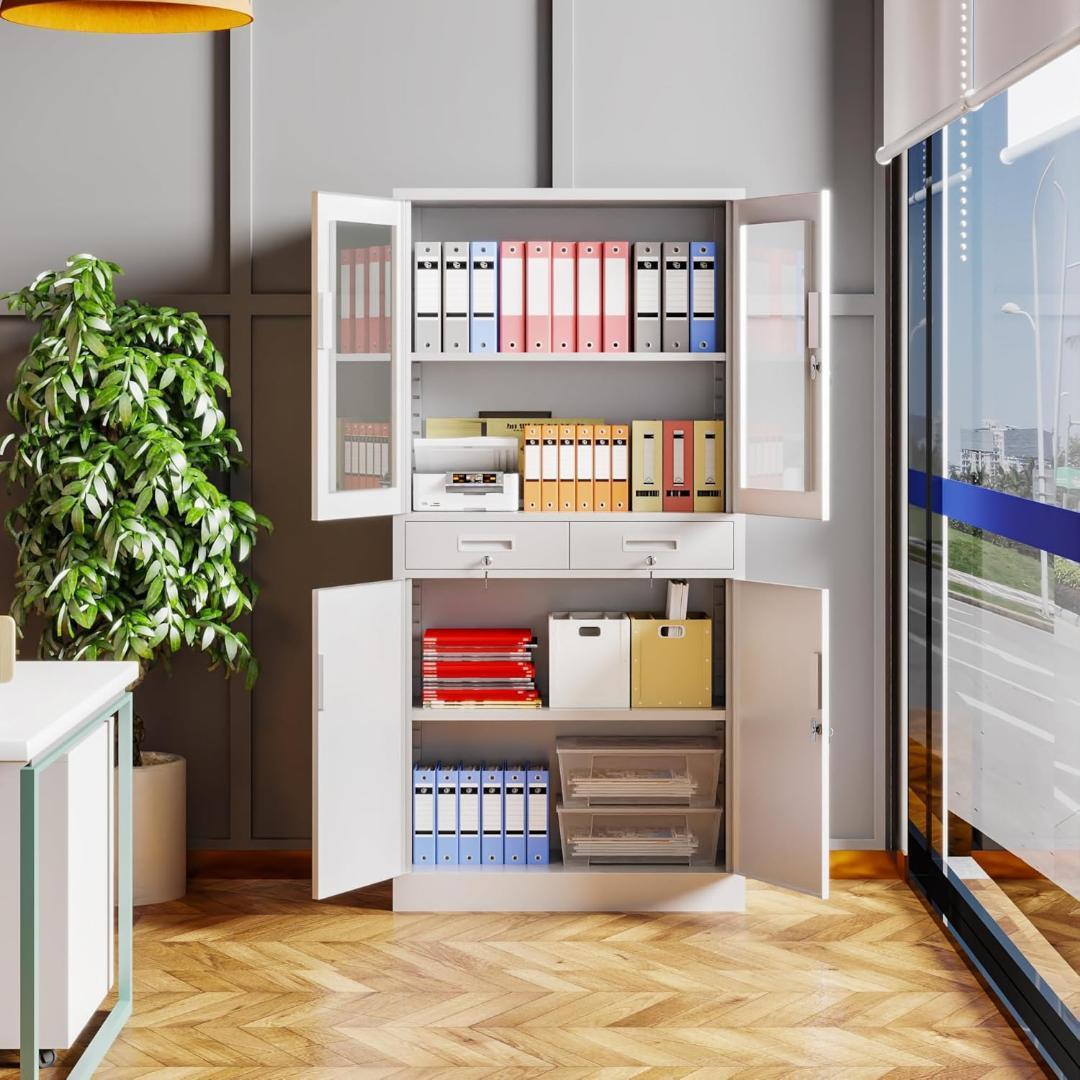 送料無料　SUPEERスチール書庫 鍵付き書庫 鍵付きキャビネット