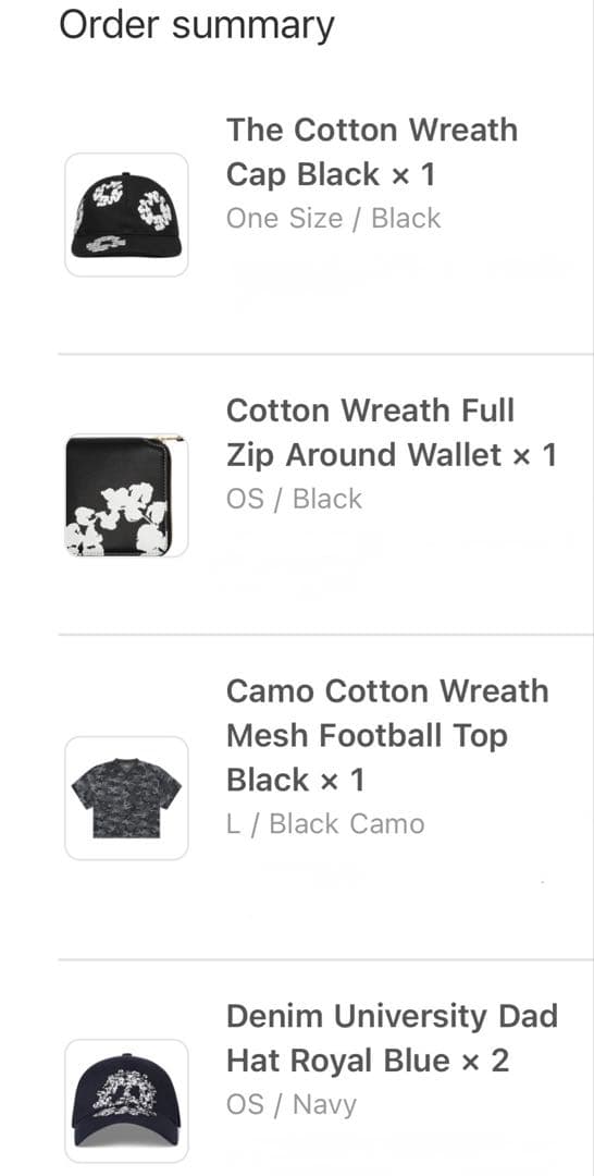 帽子 Denim Cotton Wreath Cap Black