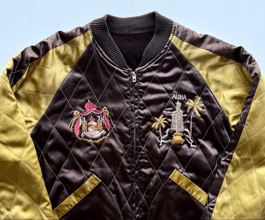 ヴィンテージ・ビンテージ品★テーラー東洋ハワイベロア刺繍スカジャン ブラウンL