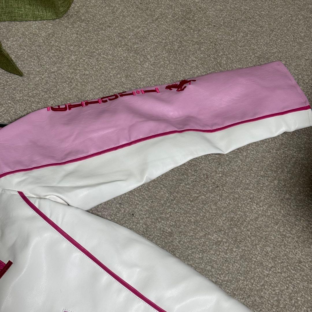 Ferrari フェラーリ レザージャケット 未使用 M ピンク×ホワイト