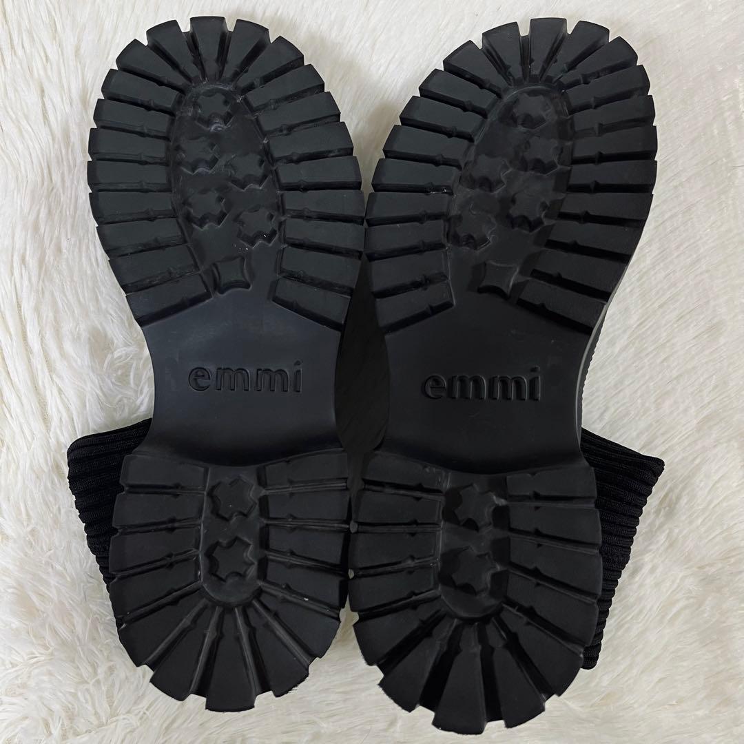 2024AW 美品 emmi 撥水 軽量 eco ニットブーツ ブラック 24