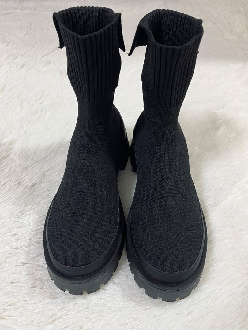 2024AW 美品 emmi 撥水 軽量 eco ニットブーツ ブラック 24