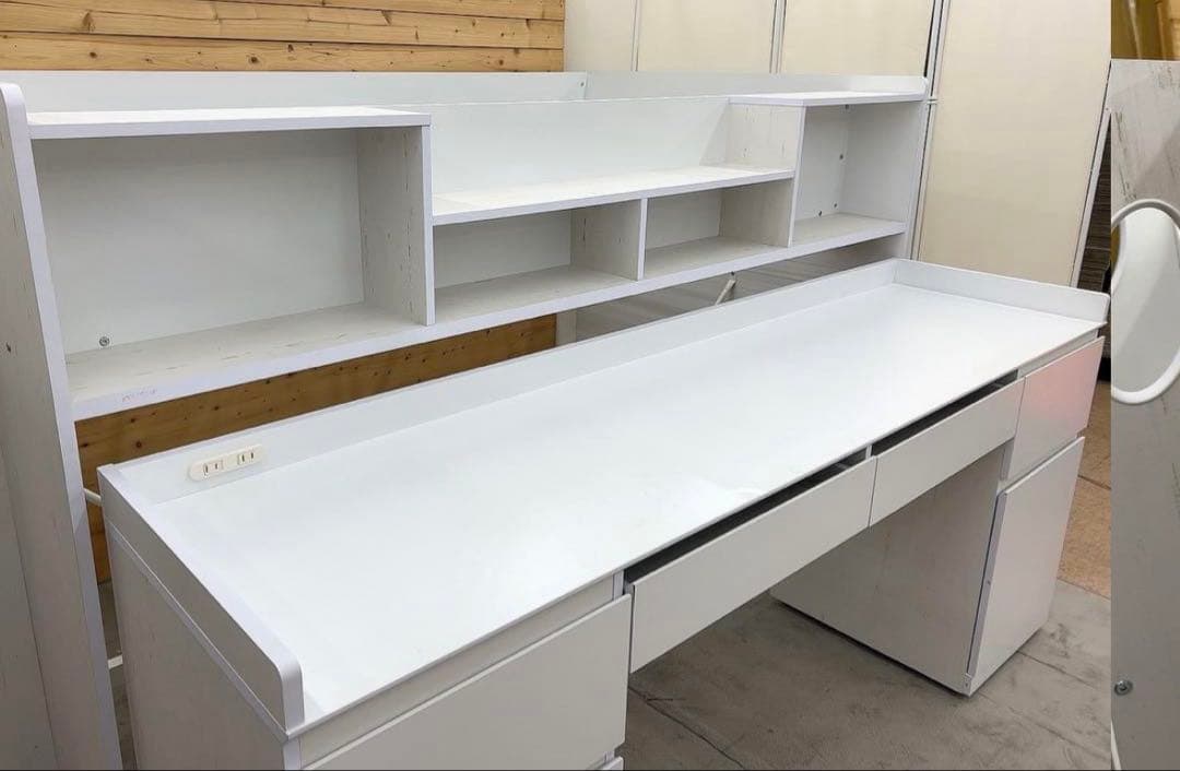 シングルベッド　ホワイトデスク 収納付き　子供