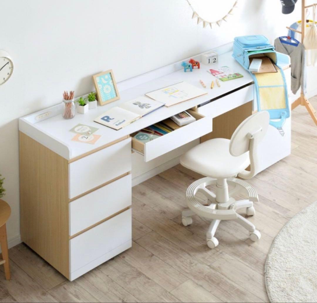 シングルベッド　ホワイトデスク 収納付き　子供