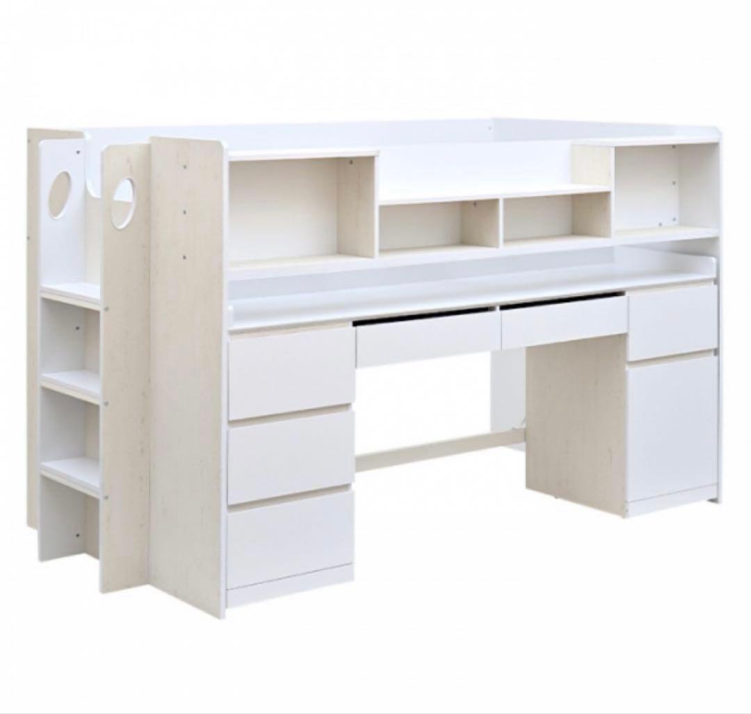 シングルベッド　ホワイトデスク 収納付き　子供