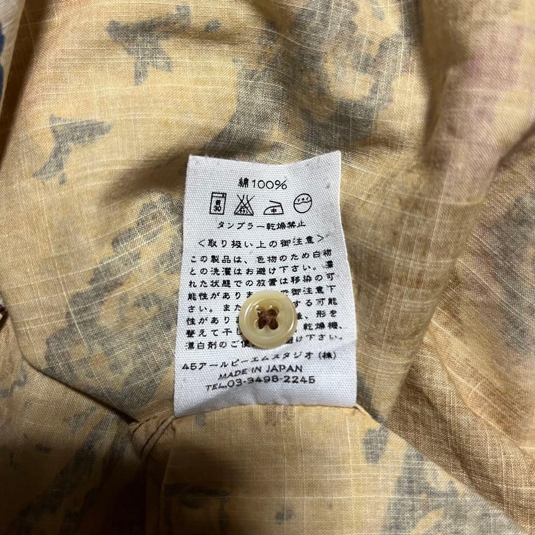 45rpm 00s ペイズリーフラワー柄 手描き風プリント 総柄シャツ 廃盤品